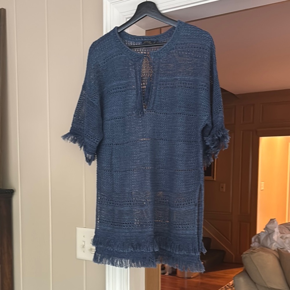 Ralph Lauren Blue Crochet Knit Top